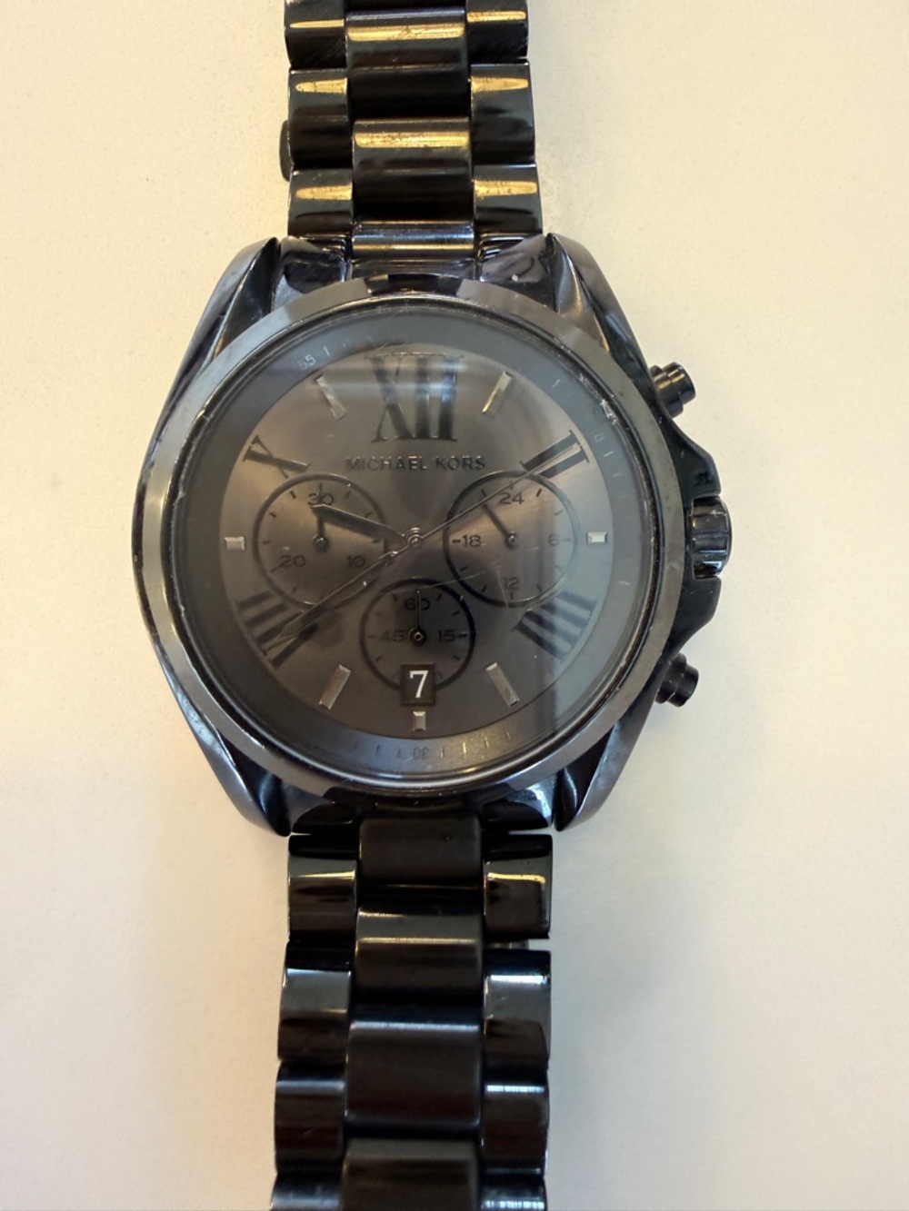 Michael Kors Gunmetal Black-Tone Chronograph Link Watch
